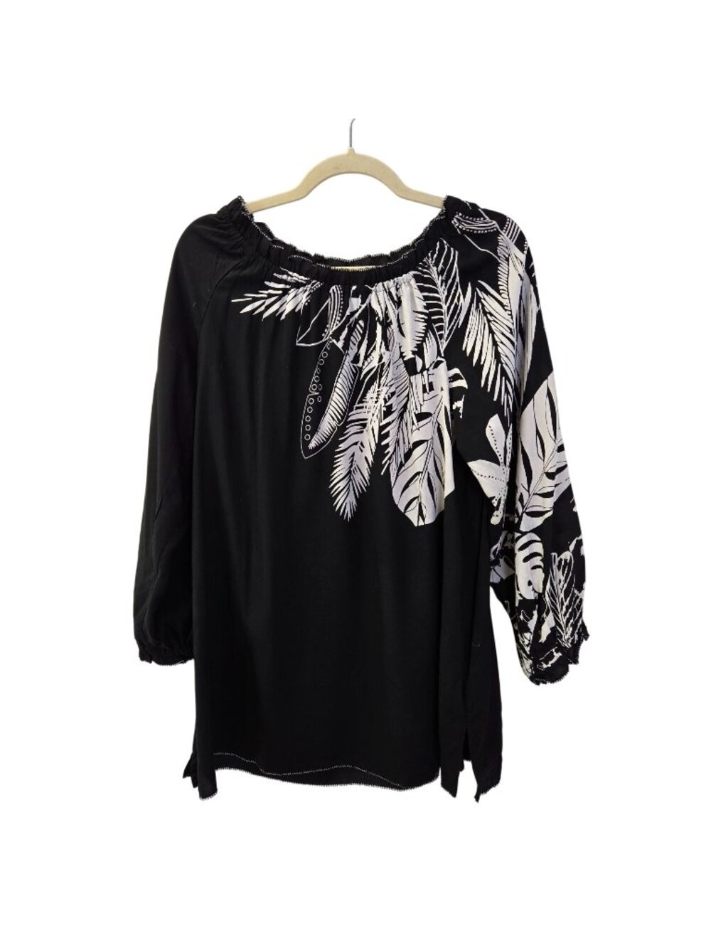 Soft Surroundings 100% Viscose Lightweight Tropical Print Boho Top Size Medium